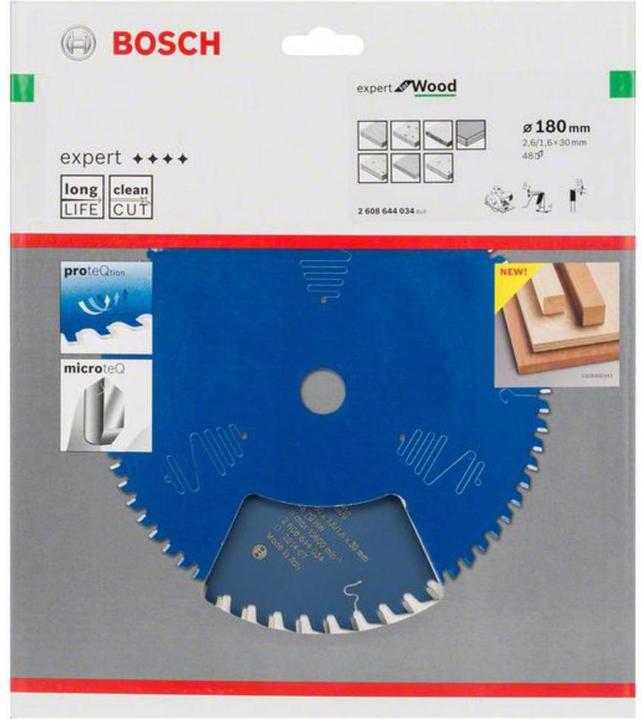 Immagine prodotto Bosch Professional Zubehör Lama circolare Expert per legno, 180 x 30 x 2,6 mm, 48