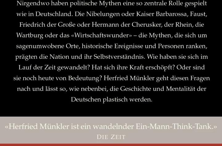 Produktbild Die Deutschen und ihre Mythen (Deutsch, Herfried Münkler, 2009)