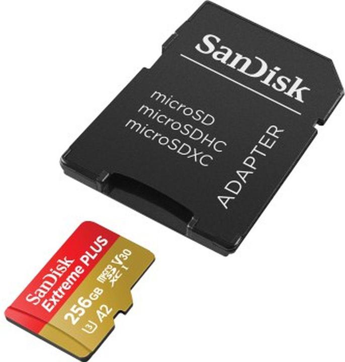 Actual product image SANDISK Extreme Plus (256 GB, microSDXC, U3, UHS-I)