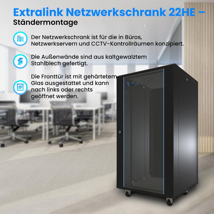 Actual product image Extralink 22U 800mm floor cabinet black (22 RU, 19 inch rack)