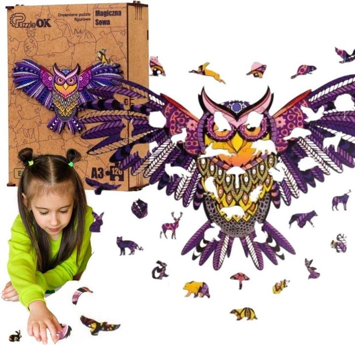 Produktbild PuzzleOk Holzpuzzle eco 120 Magische Eule A3 (120 Teile)