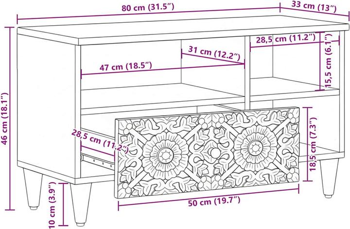 Produktbild vidaXL TV-Schränk (80 x 33.50 x 46 cm)