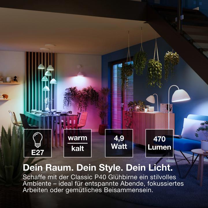 Produktbild Osram SMART+ MATTER Classic P40 4.9W 827...865 Multicolor E27 SINGLE PACK (E27, 470 lm, 4x)