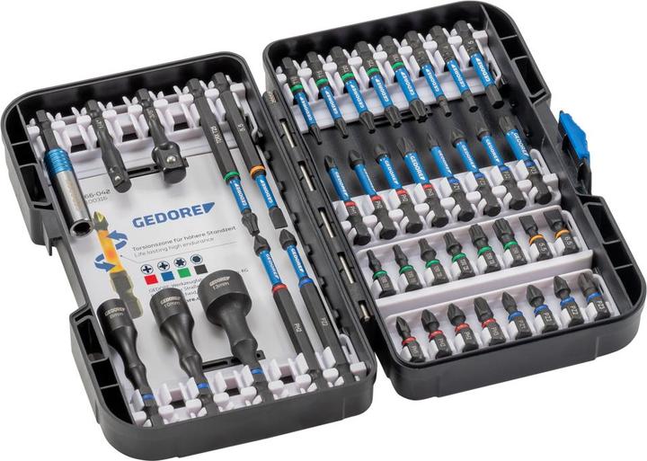 Actual product image Gedore 666-042 Torsion bit set SL+PR+PH+PZ+TX 42 pieces (Cross Pozidriv PZ, Cross Phillips PH)
