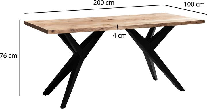 Produktbild FineBuy Schreibtisch Akazie Massivholz Bürotisch Computertisch Industrial Gross (100 x 200 x 76 cm)