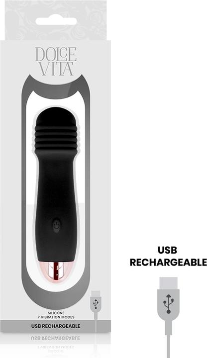 Actual product image Dolce Vita Rechargeable Vibrator Three Black 7 Speed