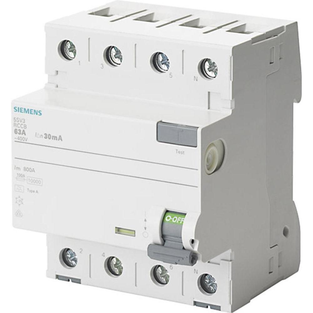 Siemens, Schutzschalter, RCCB Type A 40A 3+N-pole 300mA 400V 4mW