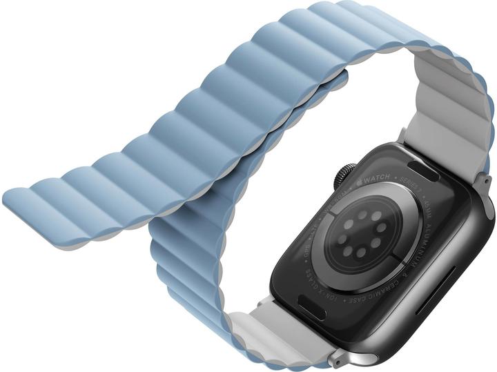 Actual product image Uniq pasek Revix Apple Watch Series 1/2/3/4/5/6/7/8/SE/SE2 38/40/41mm. Reversible Magnetic biały-nie (40 mm, Silicone, Stainless steel)