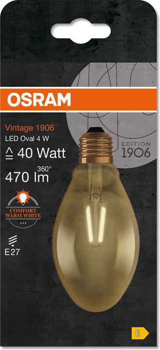 Produktbild Osram Vintage 1906 Led Special Shapes (E27, 4.50 W, 420 lm, 4 x, E)