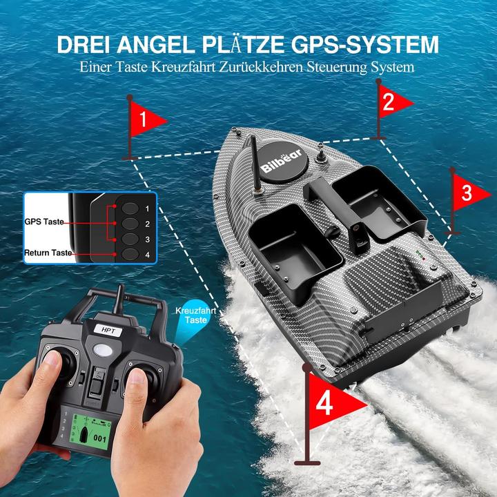 Immagine prodotto Bilbear RC Futterboot fürs Karpfenangeln – mit GPS & 3 Futtertrichtern