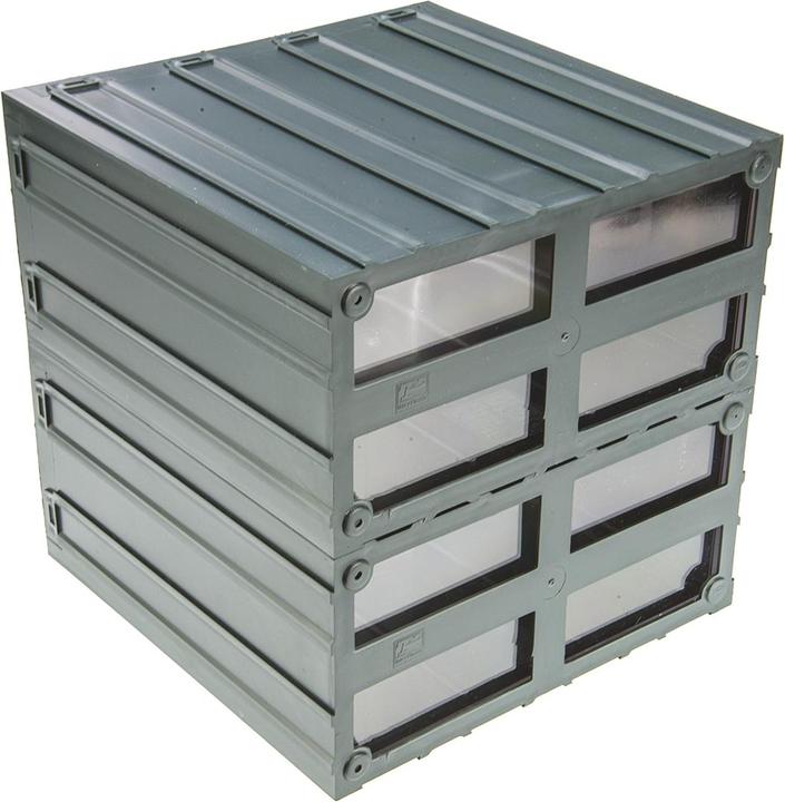 Produktbild RS PRO Kunststoff Schubladenmagazin Transparent, 2 Einschübe, 208mm x 208mm x 222mm