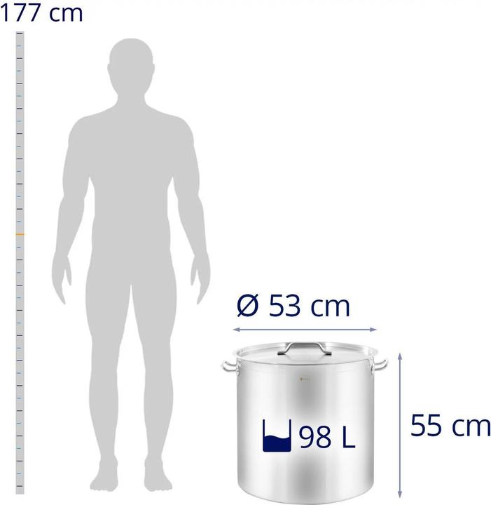 Produktbild Royal Catering Kochtopf Induktion Topf für Induktion Induktionsherd Topf 98 L 500 mm (50 cm, Kochtopf, Edelstahl)