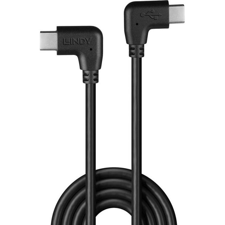 Thumbnail - Lindy 0,5m USB 2.0 Typ C Kabel 2 x 90 gewinkelt (0.50 m, USB 2.0), USB Kabel