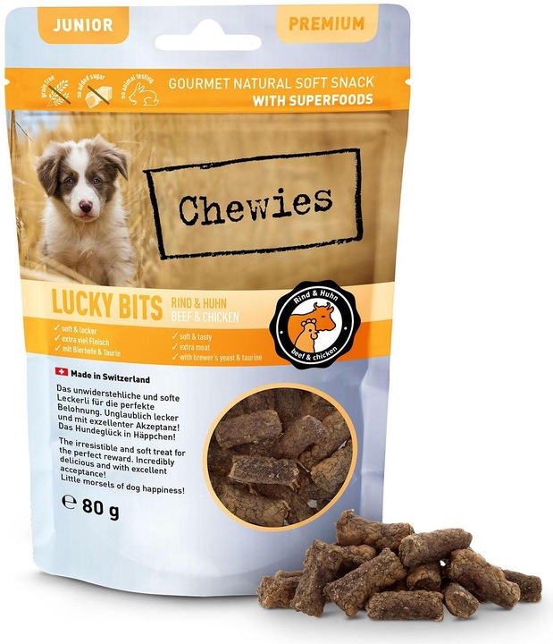 Produktbild Chewies Lucky Bits Rind & Huhn Junior 80g (Junior, 80 Stk., 80 g)
