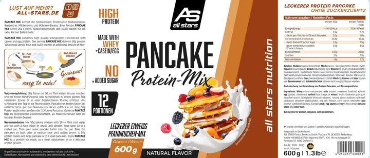 Valeurs nutritives et ingrédients All Stars Mélange De Protéines Pour Crêpes (600 g)