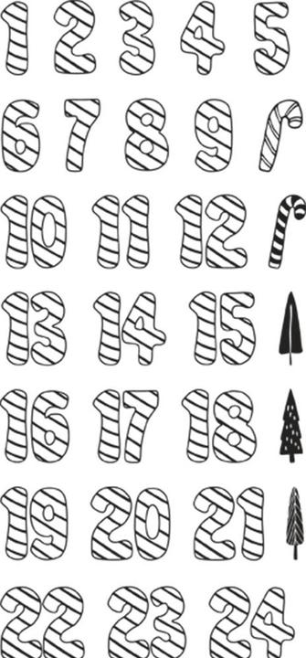 Immagine prodotto Rayher Timbri trasparenti Numeri 1-24 Bastoncini di zucchero