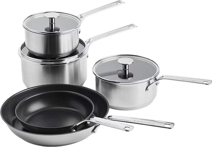 KitchenAid Set de 8 poêles antiadhésives, résistantes au four et compatibles tous feux (Ensemble de casseroles et de poêles de cuisson)