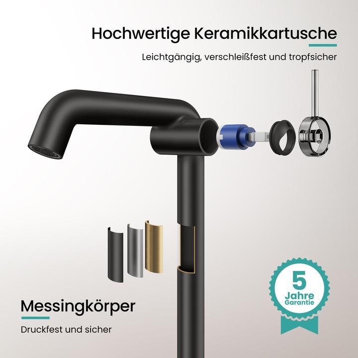 Produktbild Emke Wasserhahn Bad Messing Keramikkartusche Luftsprudler Waschtischarmatur Mischbatterie einfache Instal