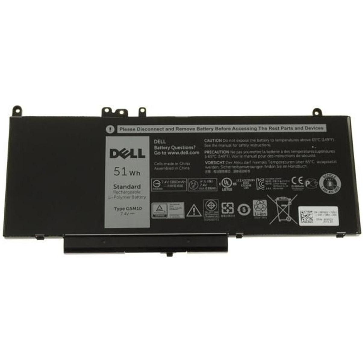 Dell Battery 4 Cell 51W HR (Latitud (4 Zellen), Notebook Akku, Schwarz