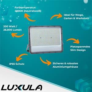 Produktbild Luxula LED-Fluter, EEK: E, 200W, 26000lm, 4000K, IP65, grau (26000 lm, IP65)