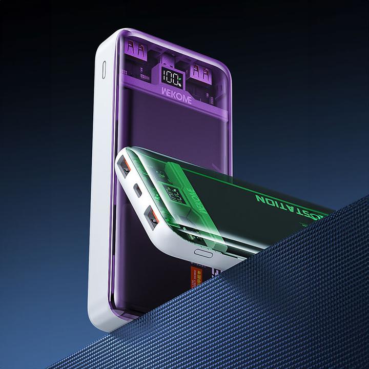 Produktbild Wekome WP-353 Vanguard-Serie – Powerbank 10000 mAh PD 20 W + QC 22,5 W (grün/transparent) (10000 mAh, 22.50 W, 37 Wh)