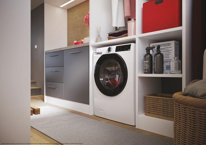 Actual product image Hoover H-WASH 350 Slim 7kg Washing Machine, Class A-10%, 1300 rpm, White, H3WPS4376TAMB6-S (7 kg, Left)