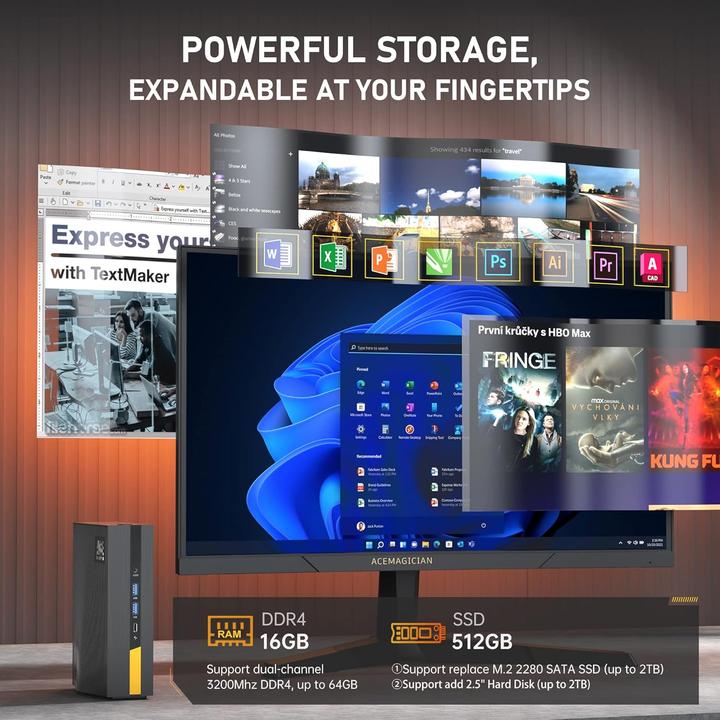 Immagine prodotto AceMagic Mini PC mit 12th Gen Intel i5 & 4K UHD Unterstützung (512 GB, 16 GB, Intel Core i5-12450H)