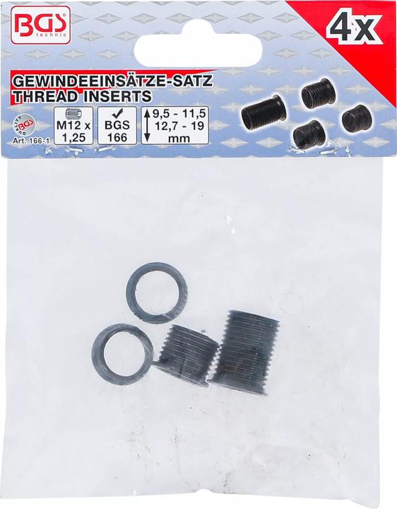 Actual product image BGS Thread Inserts M12 x 1.25 mm for 166 4 pcs.