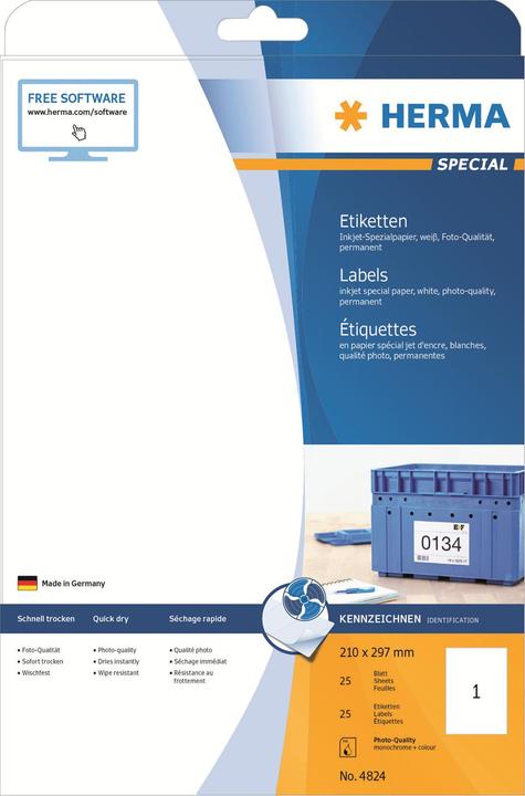 Actual product image HERMA Inkjet labels A4