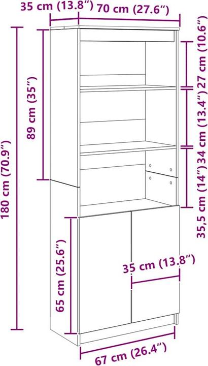 Image du produit vidaXL Highboard (70 x 35 x 180 cm)