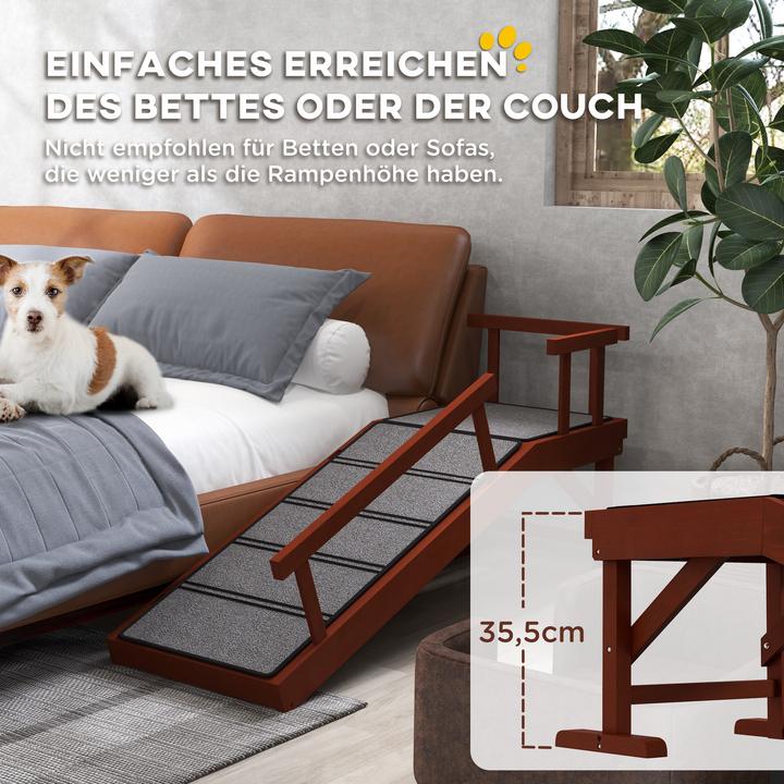 Actual product image PawHut Haustier-Rampe Kiefernholz, Polyester Braun (Dog)