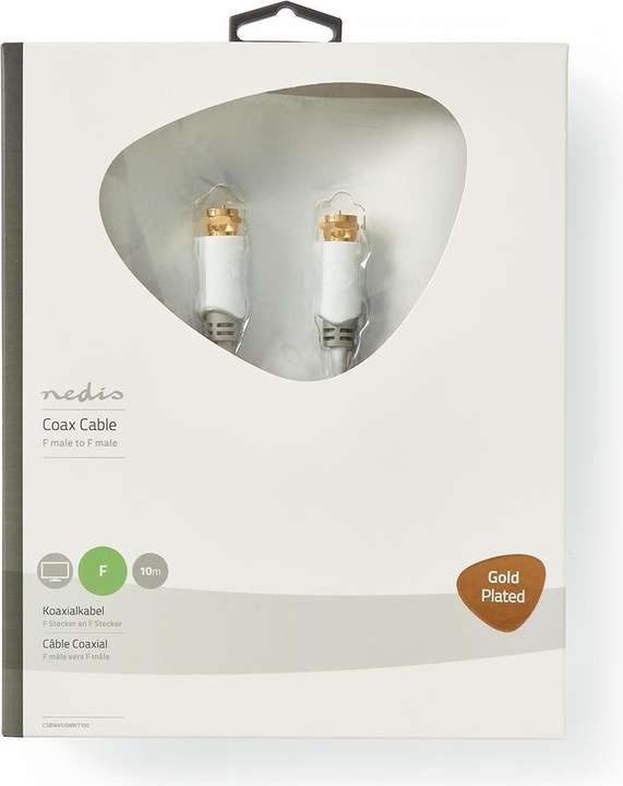 Immagine prodotto Nedis Cavo satellitare e per antenna - Connettore F - 10 m - rotondo - Placcato oro - Schermato (Cavi antenna)