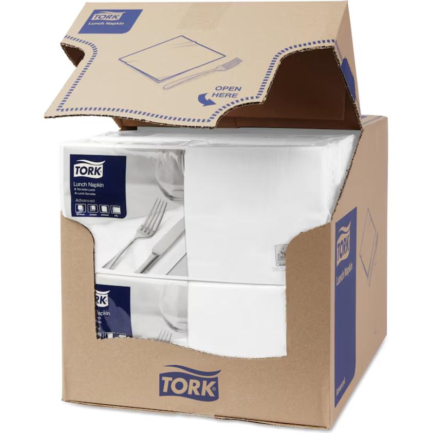 Thumbnail - Tork, Servietten, 477149, White, Monochromatic, 320 mm, 320 mm, 16 cm, 16 cm (200 x, 33 x 33 cm)