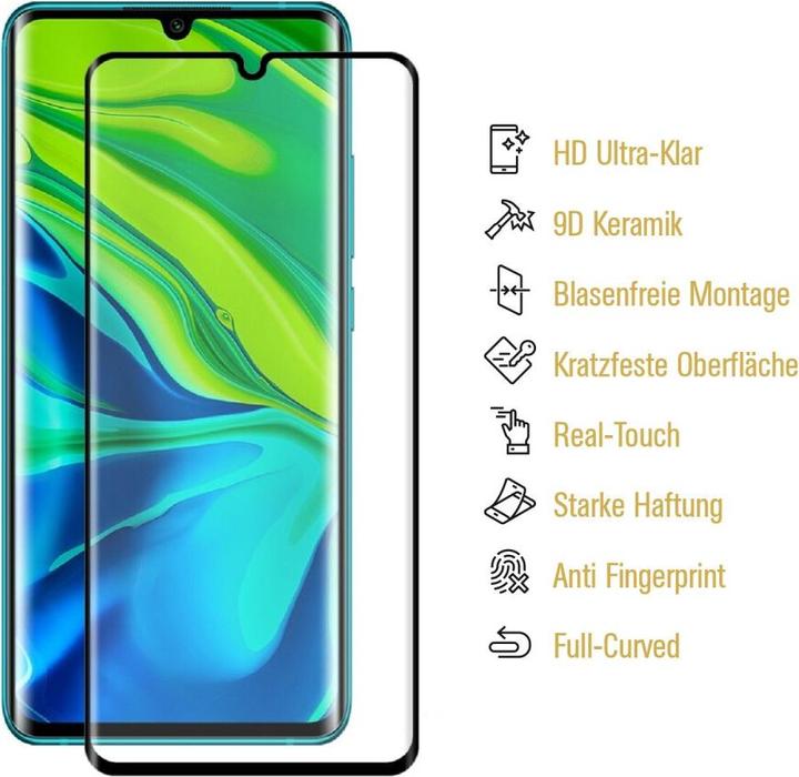 Produktbild Protectorking 2x Ceramic-Glass Full Cover HD Klar (2 Stück, Xiaomi Mi Note 10 Pro)