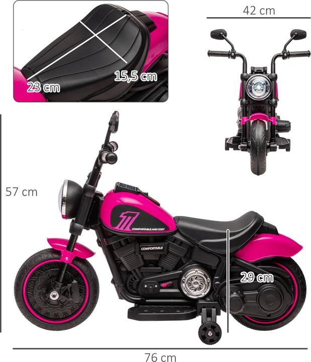 Actual product image Swisshandel24 Children's electric motorbike, 2 removable training wheels, 1.5-3 km/h, for 1.5-3 years Pink (6 V)