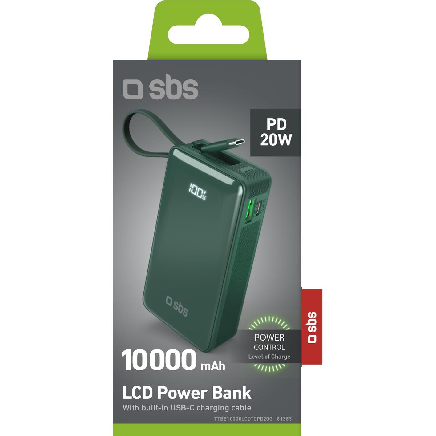 Thumbnail - SBS TTBB10000LCDTCPD20G (10000 mAh), Powerbank, Grün