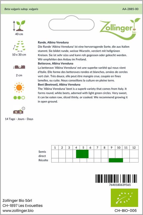 Produktbild Zollinger Bio Rande, Albina Vereduna (Keimlinge)