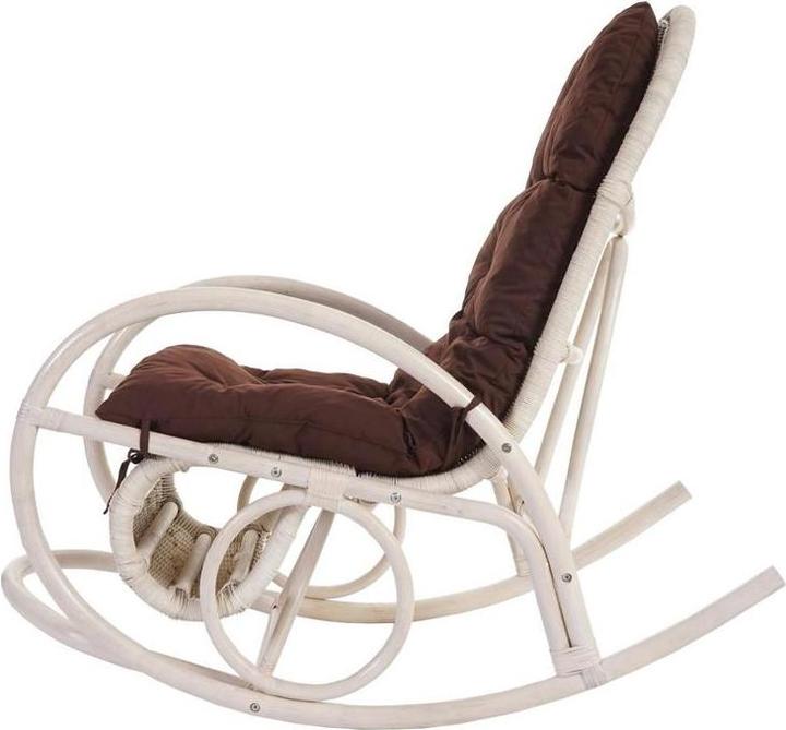 Actual product image Swisshandel24 Rocking Chair, Rattan Armchair, white - brown cushion