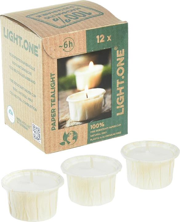 Actual product image Wenzel Paper tea lights "LIGHT.ONE", Ø 4.2 x 2.5 cm, 12 pieces (12 pcs.)