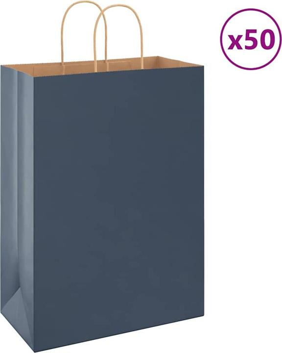 Actual product image vidaXL Kraft paper bags 50 pcs. with handle Blue 32x17x44 cm paper bag (Gift bag, 50 x)