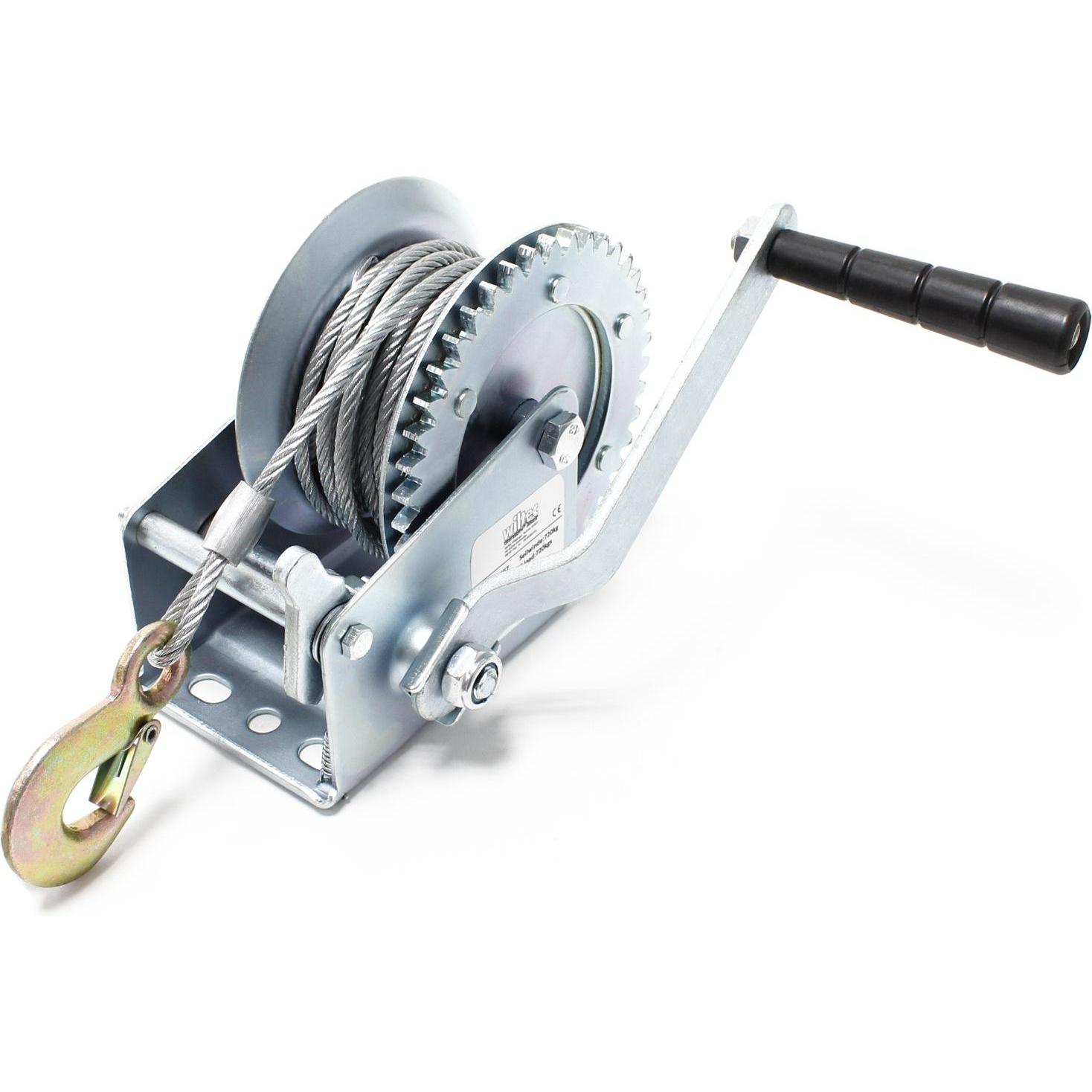Wiltec, Fördertechnik, Handseilwinde 550kg 4,1:1 14x15cm 10m Drahtseil Seilwinde Forstseilwinde