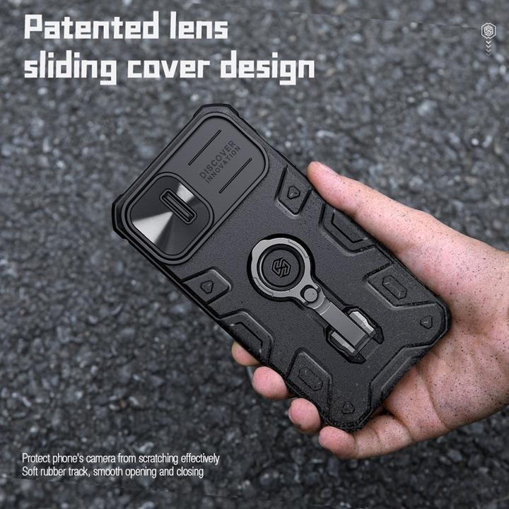 Actual product image Nillkin CamShield Armor Pro Magnetic Case for iPhone 14 Plus MagSafe Armored Cover Stand Ring Black (Apple iPhone 14 Plus)