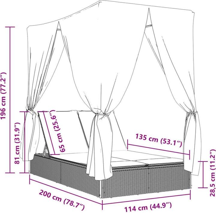 Actual product image vidaXL Doppel-Sonnenliege (114 cm)