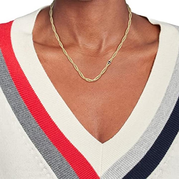Image du produit Tommy Hilfiger DvojitÃ½ kroucenÃ½ nÃ¡hrdelnÃk z pozlacenÃ© oceli Braided Metal 2780685 (Acier inoxydable, plaqué or et ions)