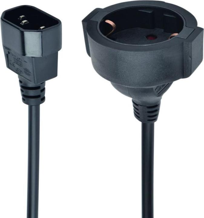 Gembird power adapter cord C14 male -> schuko female (0.15 m, CEE 7/4)