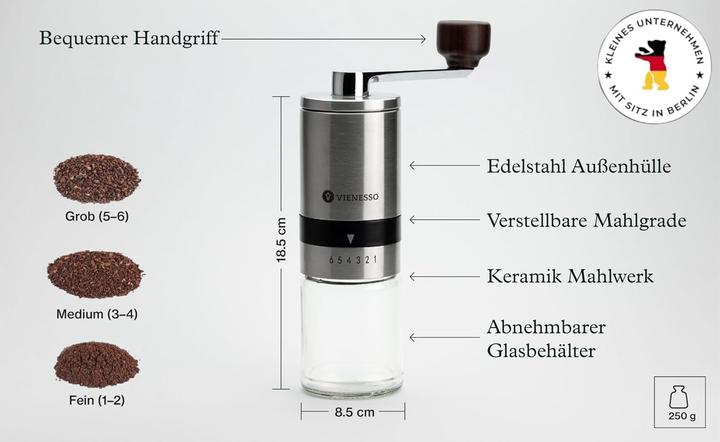 Produktbild Vienesso Manuelle Kaffeemühle mit Keramikmahlwerk