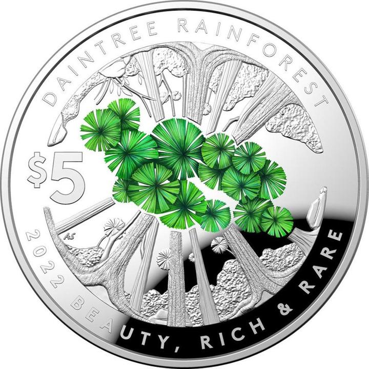Royal Australian Mint Silber Daintree Rainforest 1 oz PP - gewölbte Prägung (2022)