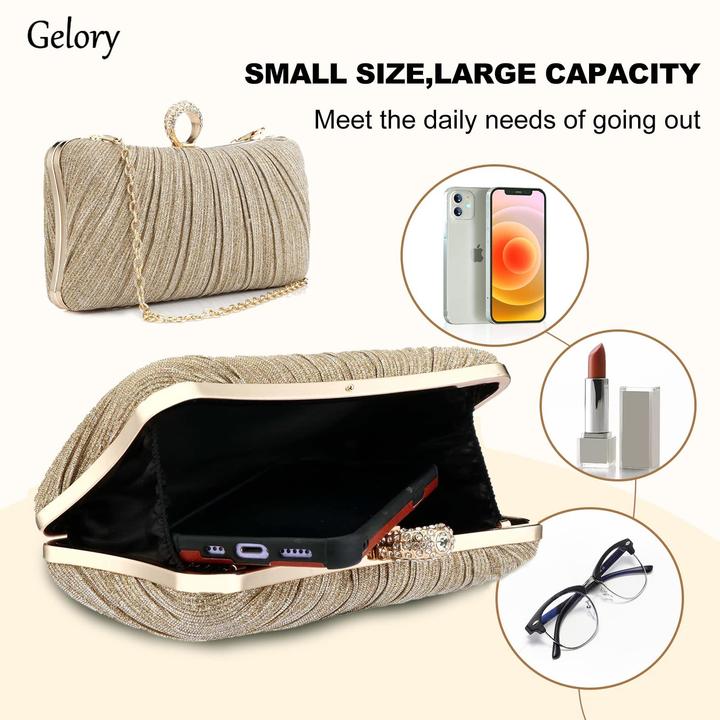 Produktbild Only-Bags.Store Kleine Abendtasche, Glitzerclutch, Geldbörse mit abnehmbarer Kette