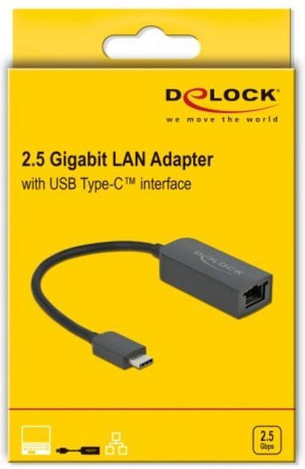 Immagine prodotto Delock USB C – RJ45 (USB-C 3.2 Gen 1, RJ45 2.5 Gigabit Ethernet (1x))