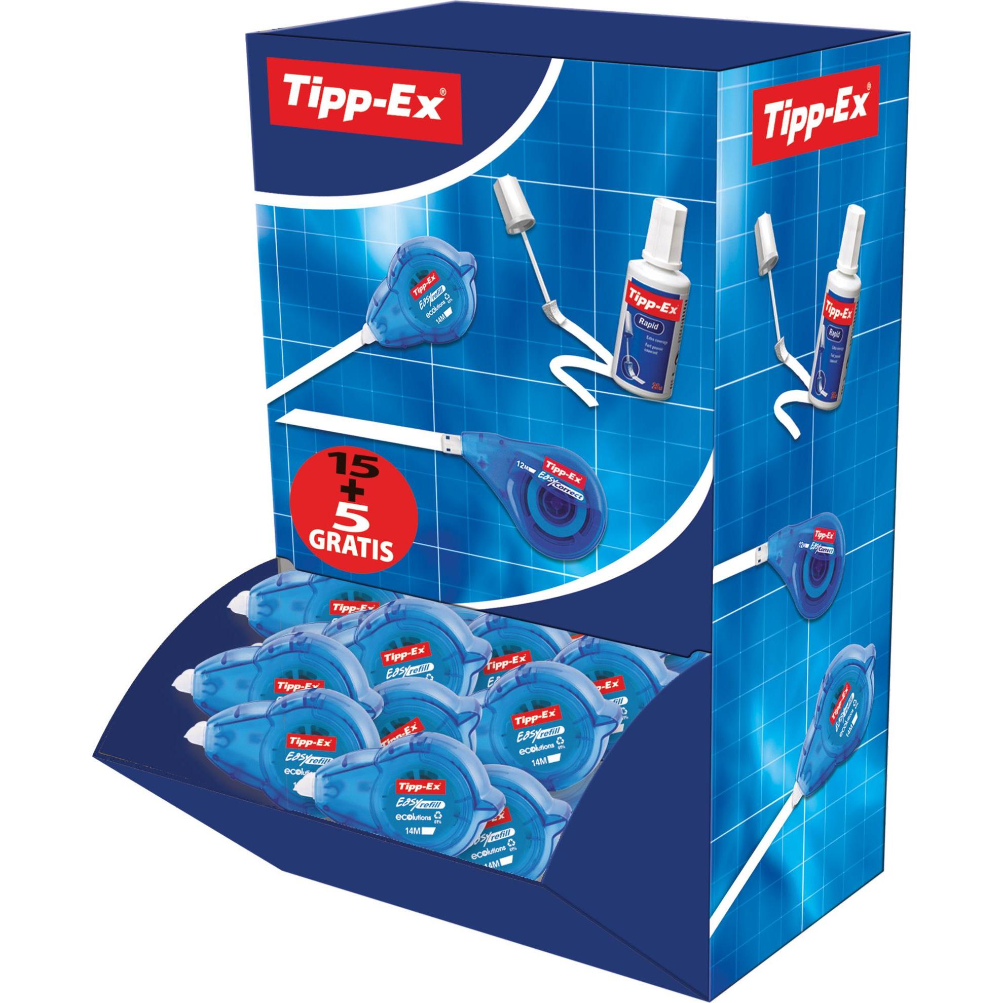 Bic, Strumenti di correzione, Ricarica Rettetape Tipp-Ex ECOlutions, 5 mm x 14 m, aeske a 15 stk. + 5 gratis